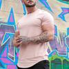 Men Shirt Top Round Neck Short Sleeve Solid Color Design Soft Breathable
