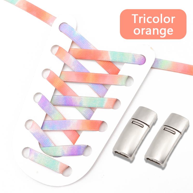 1 Pair No Tie Shoelaces Magnetic Metal Lock Elastic Shoe Laces Colorful Flat Leisure for Men and Women Lazy Shoelace Accessories