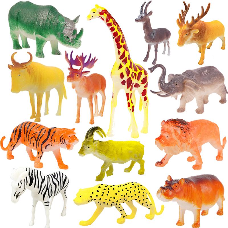12 KS Malý Model Divokého Zvířete z Džungle Zoo Slon Žirafa Tygr Panda Lev Sběratelské Figurky Vzdělávací Hračka Pro Dítě Dárek