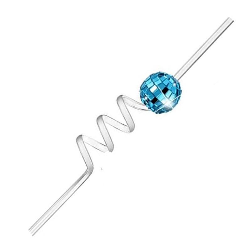 10 pcs Mirror Silver Discos Ball Straws Decorations Mini Discos Straws for 70-s Party Home Bar Holiday Wedding Birthday небесно-голубой