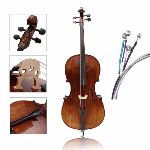 Imelod Cello Strings Full Set (A-D-G-C) Universal Steel Core Nickel-Chrome Winding with Nickel-Plated Ball Ends for 4/4, 3/4, 1/2, and 1/4 Cellos