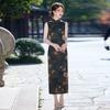 1011 New Retro Long Double-layer Sleeveless Temperament Old Shanghai Republic of China Style Slim and Thin Cheongsam