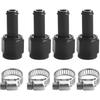 6AN Female To 3/8" Barb Straight Swivel Fitting Adapter Aluminum Black 4Pcs