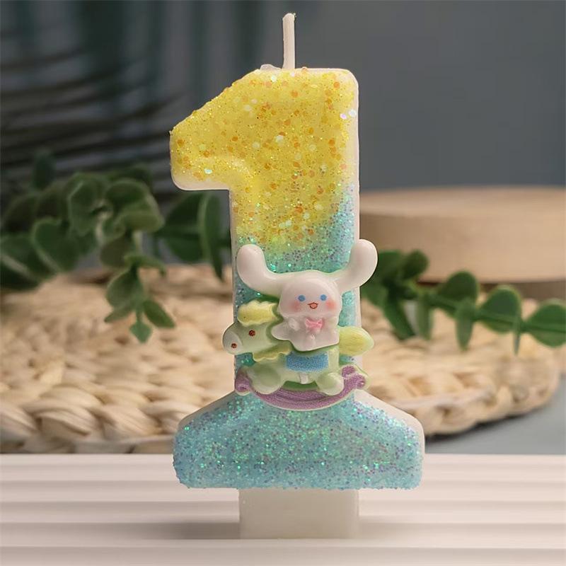 Creative Design Cute Cartoon Pacchard Dog Digital Candle Birthday Cake Decoration Digital Candle Atmosphere