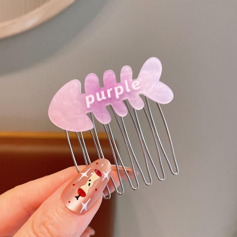 Girly Gradient Fish Bone Hair Comb & Clip – Cute Styling Accessory for Flyaways & Bangs