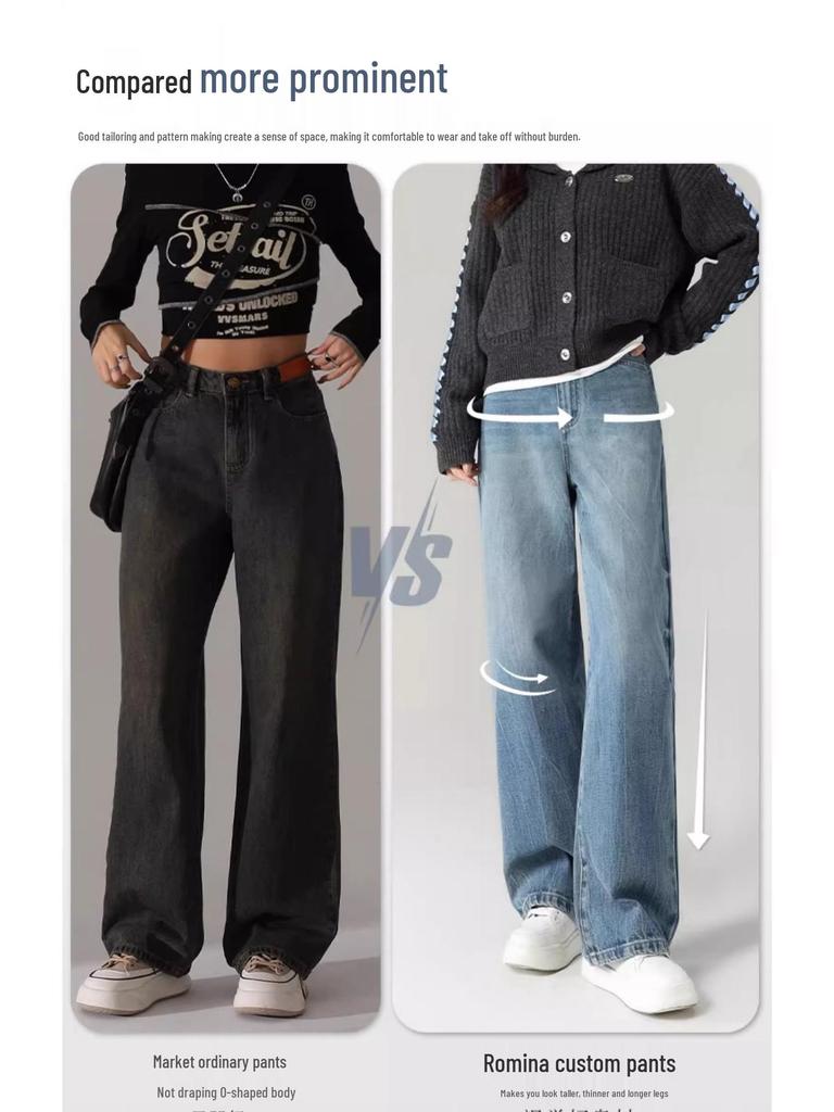 Women's Retro High-Waisted Wide-Leg Jeans - 2025 Spring Collection