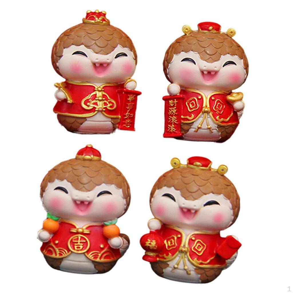 4 Stück Chinesisches Jahr Mini Schlangenfiguren Ornament für Bürotisch Zuhause