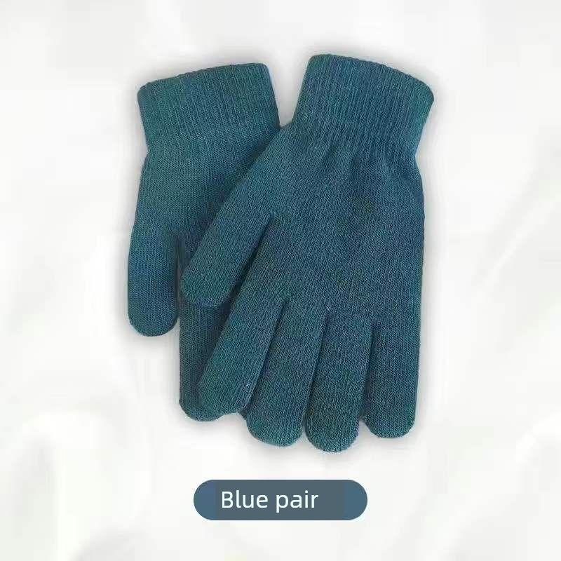

Волшебные перчатки с флисовой подкладкой для мужчин и женщин, теплые и утолщенные, полнопалые, вязаная шерсть, сенсорные Blue/thickened One size