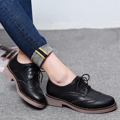 Fashion Woman Brogue Shoes Woman Platform Oxford Shoes Flats British Style Vintage Cut-Outs Flat Casual Women Shoes Oxford Shoes Retro