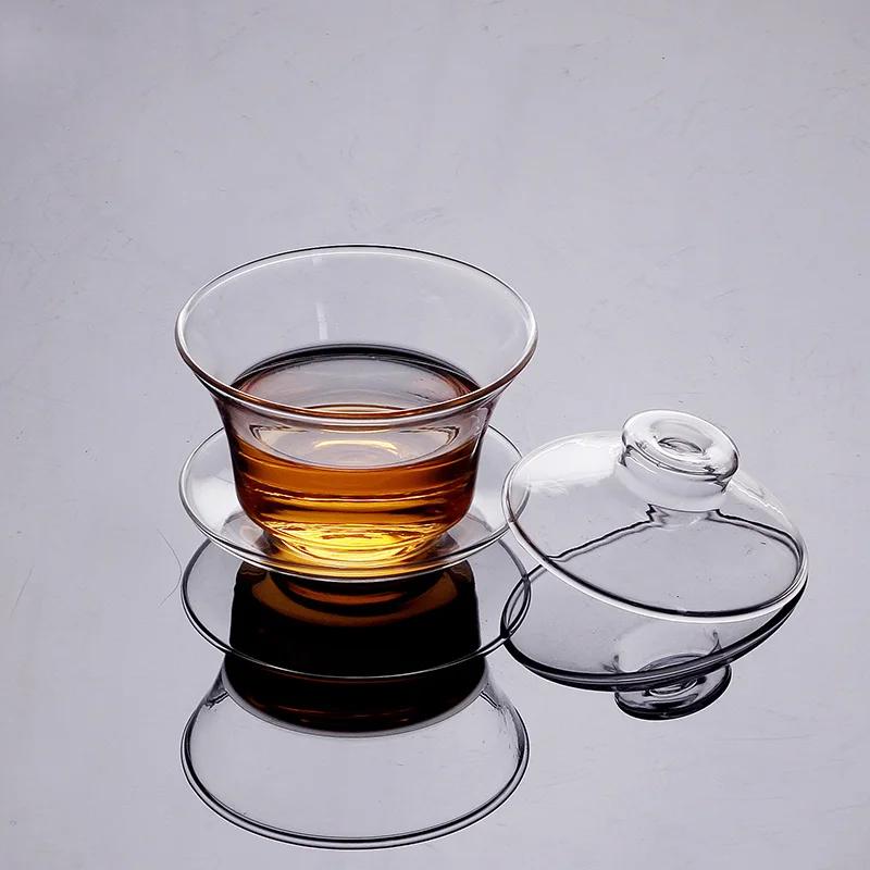 

160Ml Glass Tureen Transparent Handmade Heat Resistant Cover Bowl Water Cup with Lid and Saucer Top Grade Coffee Mug Tea Set 200ml