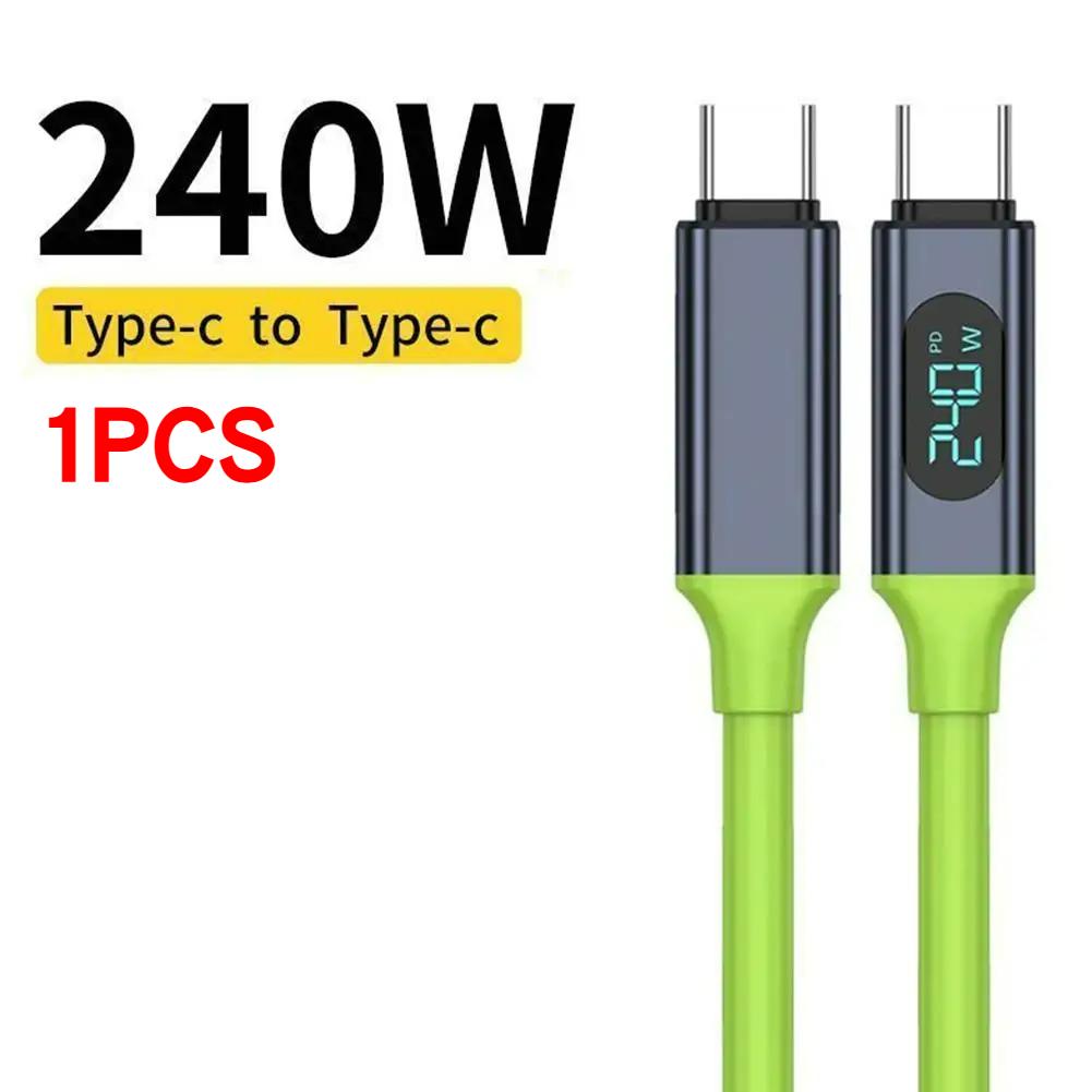 

240WFast Charging USB C Cable with Digital Display Power Meter For iPhone 15 16 Xiaomi Samsung Huawei Phone 1.5M Liquid Silicone 1.5M