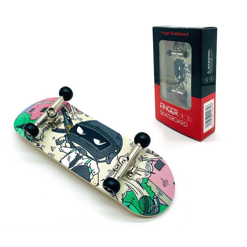 Maple Finger Skateboard with Bearings and Wheels - Mini Double Rocker Board for Kids' Creative Play
