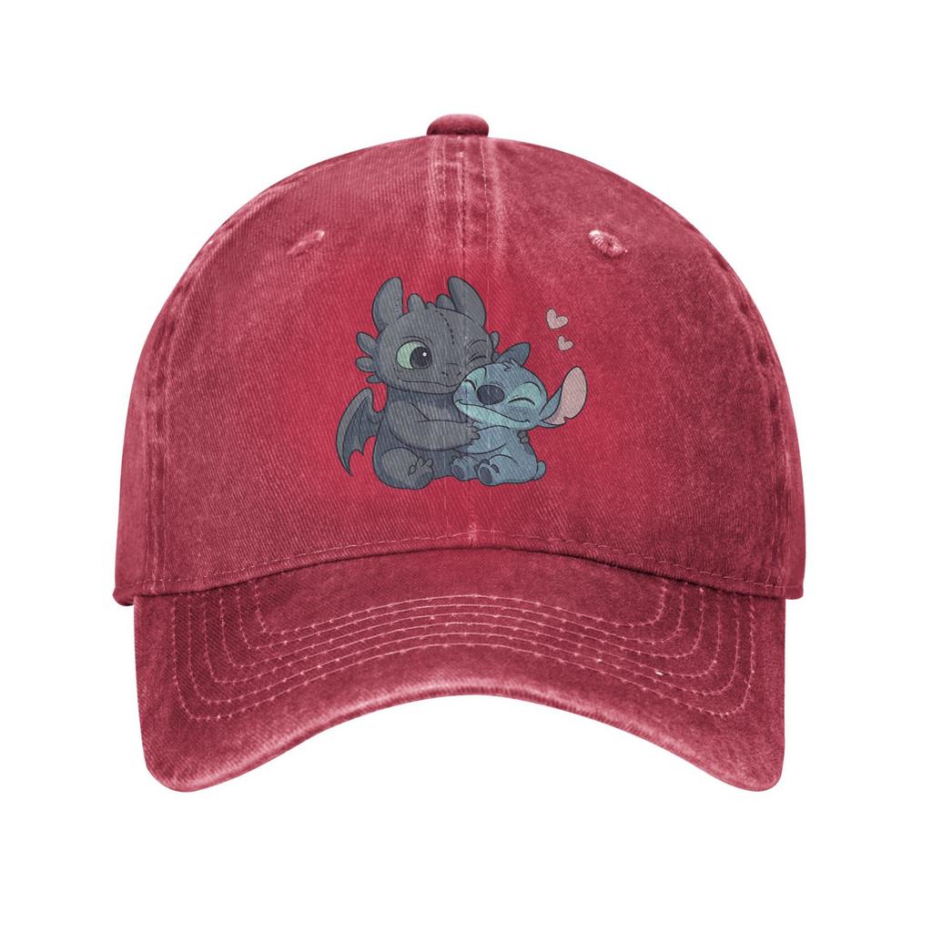 Herren Damen Stich und HTTYD Ohnezahn Kappen Merch Baseballkappe Vintage Snapback Hut Verstellbar