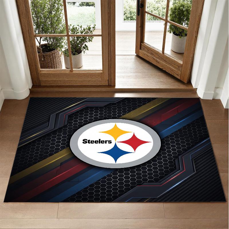 Pittsburgh Steelers Design Crystal Velvet Rug Soft Decorative Mat for Bedroom Entrance