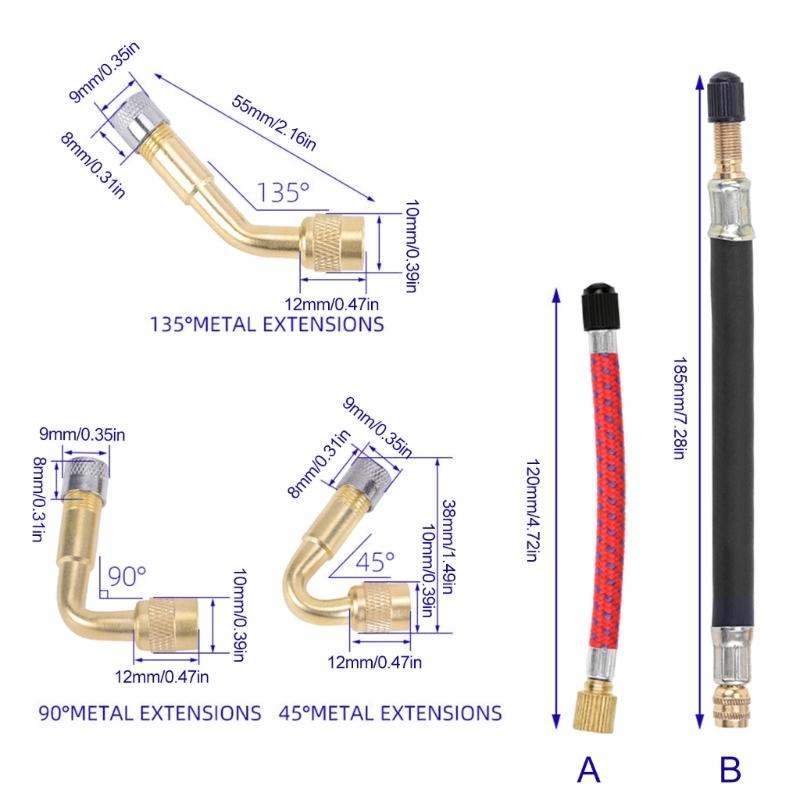 Universals Flexible Valves Stem Extenders Coppers Tyre Valves Extension Adaptors