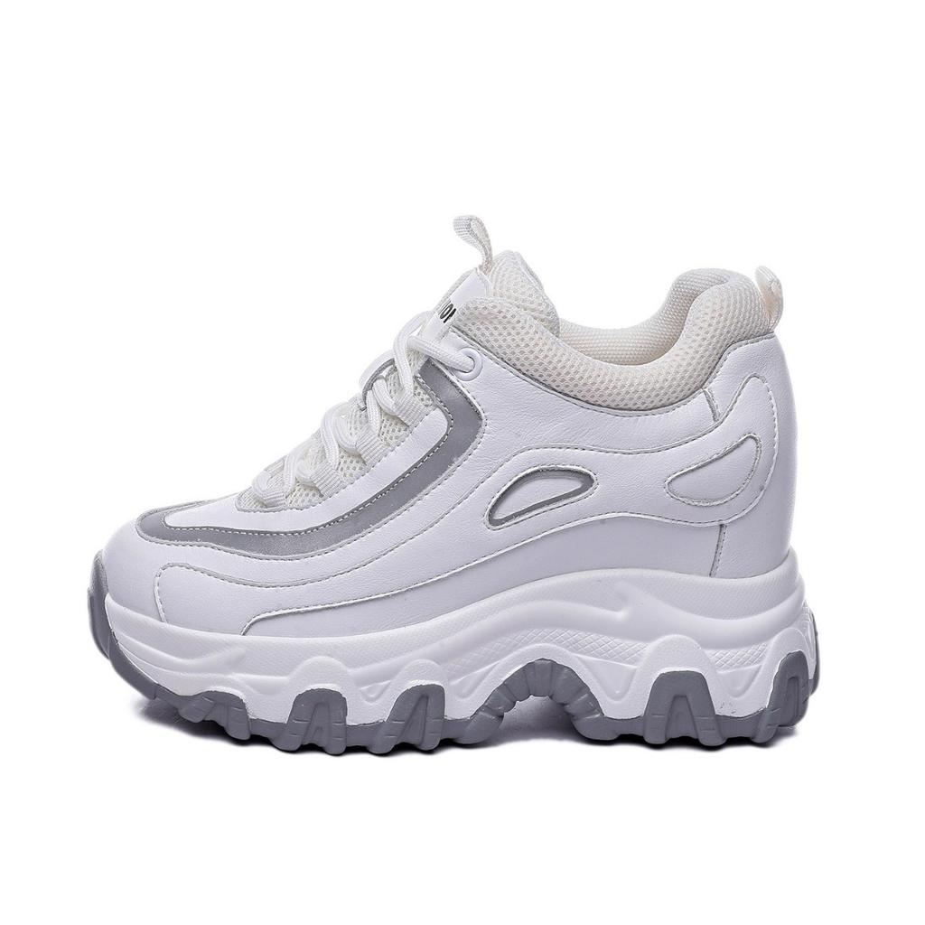 2026 spring, autumn and winter women's shoes new slope heel thick-soled muffin dad shoes small inner height increase casual sports shoes