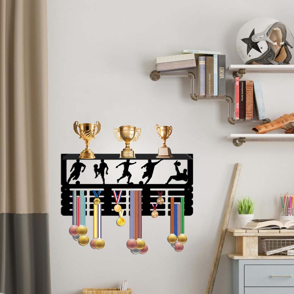 Wall Mounted Display Rack with Hooks for Awards and Certificates JH26120