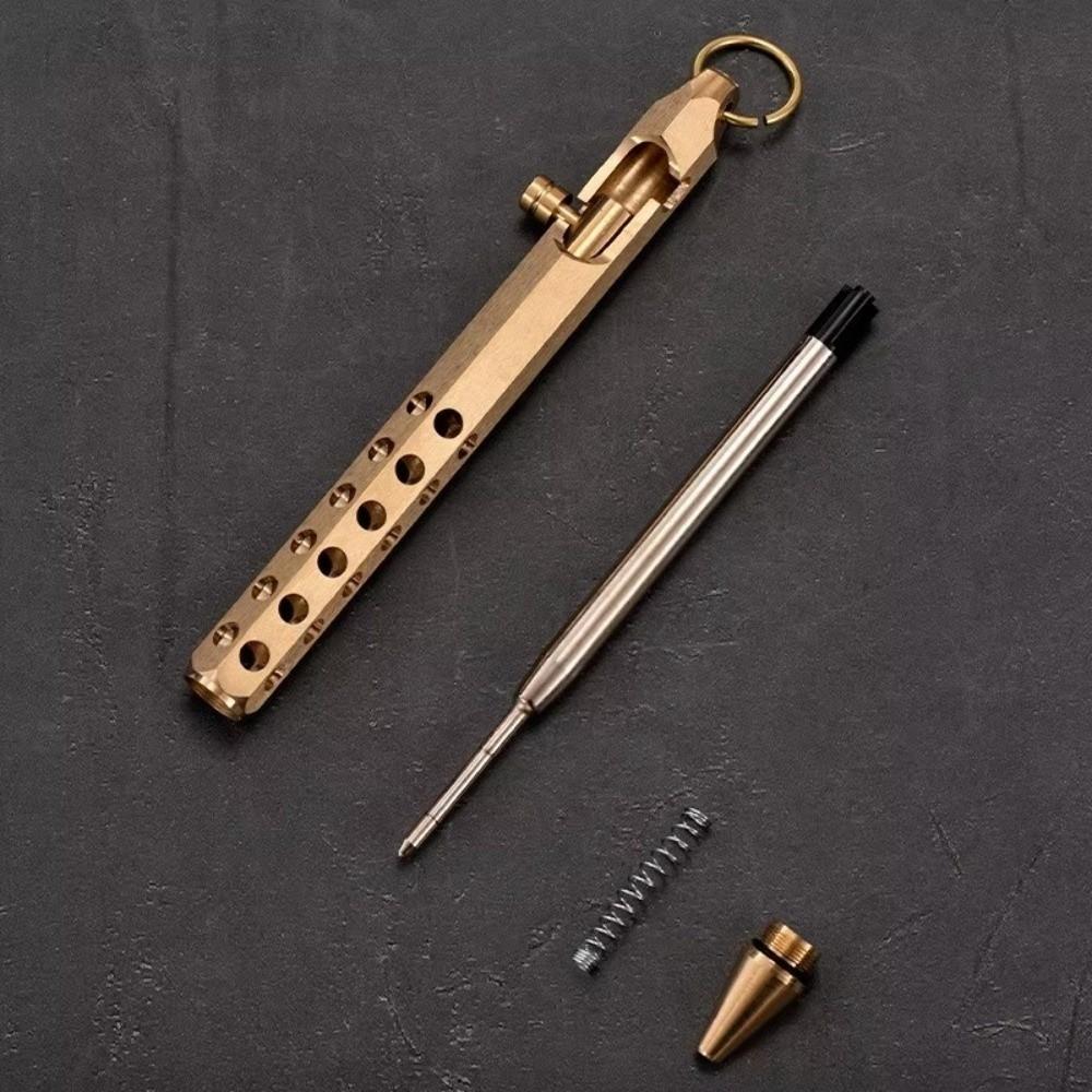 Portable Brass Pen Medium Point 1.0mm Retro Ballpoint Pen Bolt Action Smooth Writing Rollerball Pen