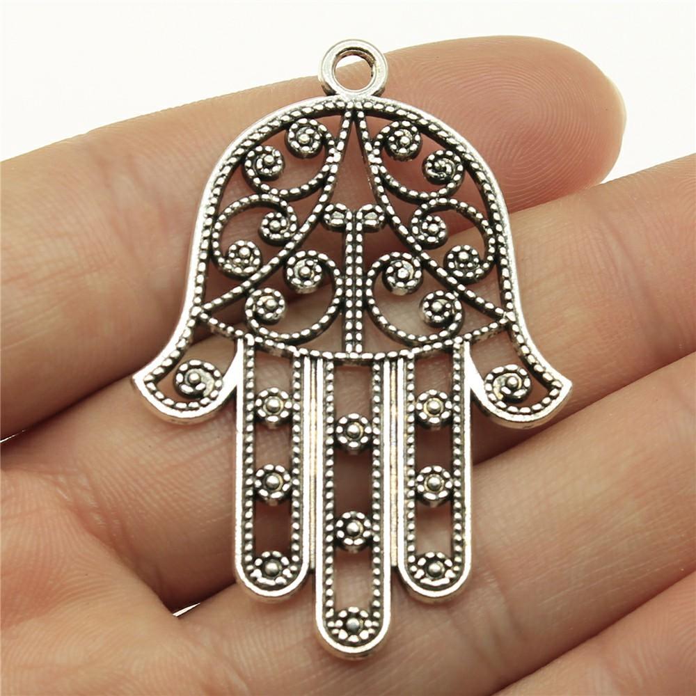 5pcs Big Fatima Hand Hamsa Palm Protection Pendant Charms For Necklace Keychain Making DIY Handmade Craft