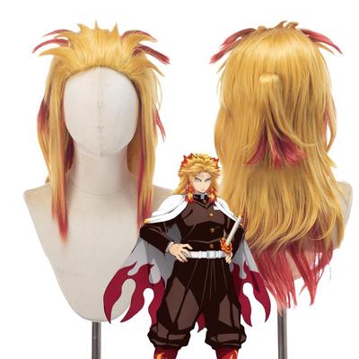 Cosplay paruka Demon Slayer Blade Plamenný pilíř Purgatory Meruňkový Shoulang Gradientní barvení Anime Cosplay paruka Paruka ze syntetických vláken