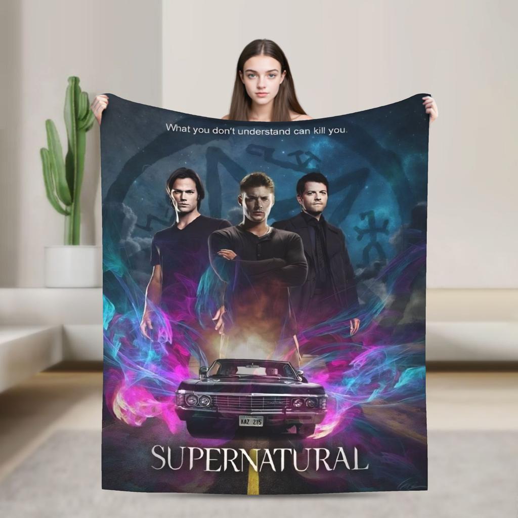Warm Soft Blanket Camping Sam Winchester Supernatural Throw Blanket Flannel Bedspread For Couch Chair Sofa Bed Sofa Bed Cover