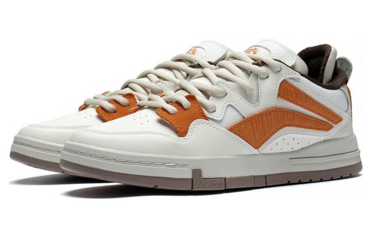Li Ning Wave PRO Abrasion Resistant Breathable Low top Skateboard Shoes Men's White Orange AECT015-1