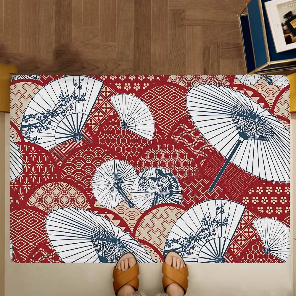 

Kimono Pattern Floor Mat INS Style Soft Bedroom Floor House Laundry Room Mat Anti-skid Household Carpets 40x60cm