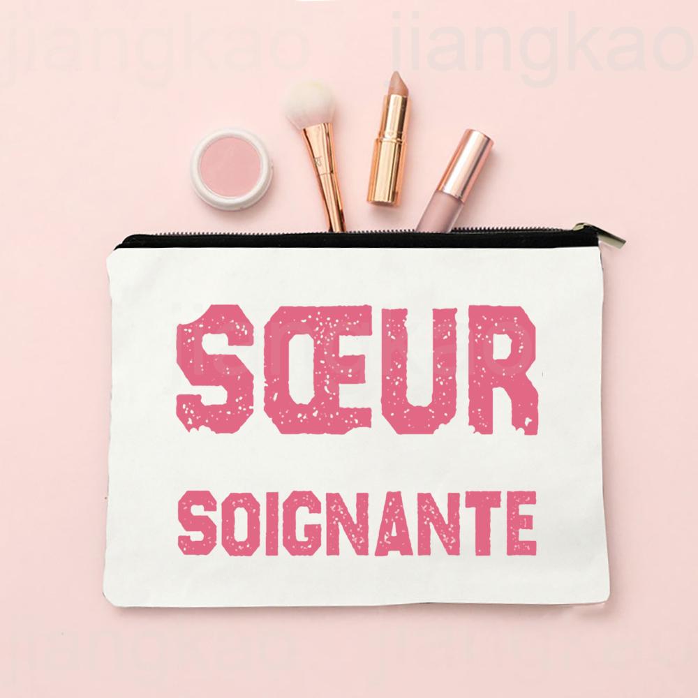 I Am an Almost Perfect Sister French Print Makeup Bag Zipper Cosmetic Case Travel Neceser Toiletry Storage Bags Gift for Sisters