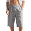 Herren Leinen Shorts Elastischer Bund Schnelltrocknende Shorts Herren Einfarbige Atmungsaktive Wadenlange Hose Mann Leichte Tägliche Strandshorts Sommerhosen
