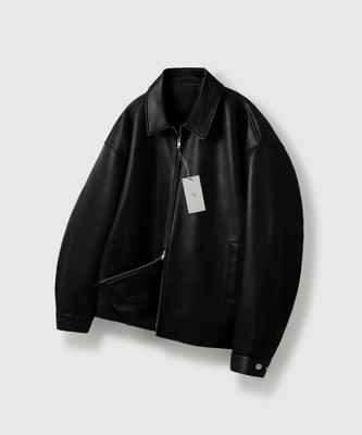 Chaqueta de Cuero Vegano Oversize de Dos Vías Mood Inside_Negro
