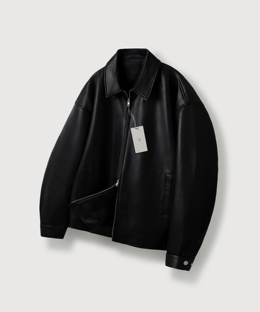Mood Inside Oversized Two-Way Vegan Leather Jacket_Black