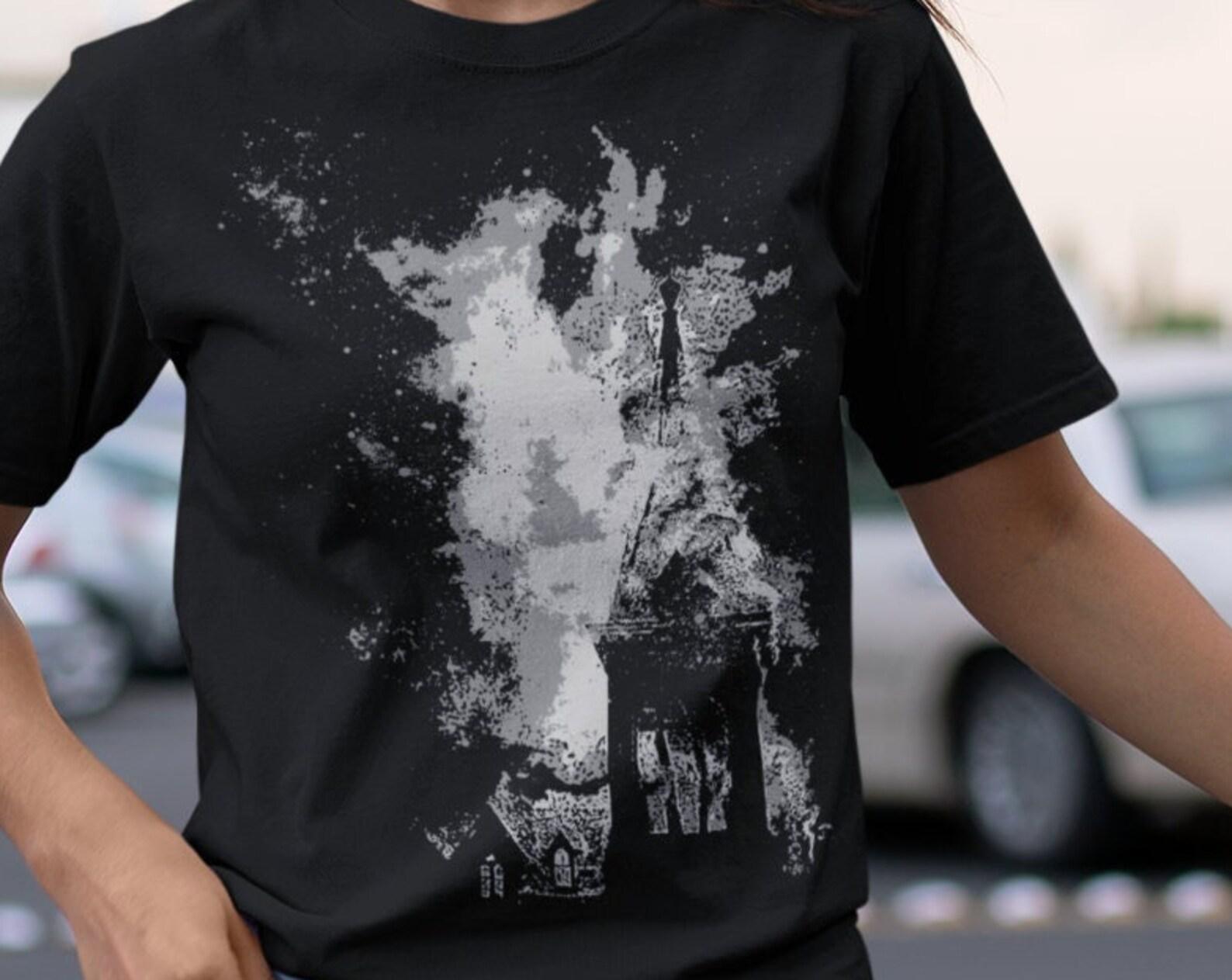 Burning Church - fire t shirt - Dark mood - Goth T shirt L