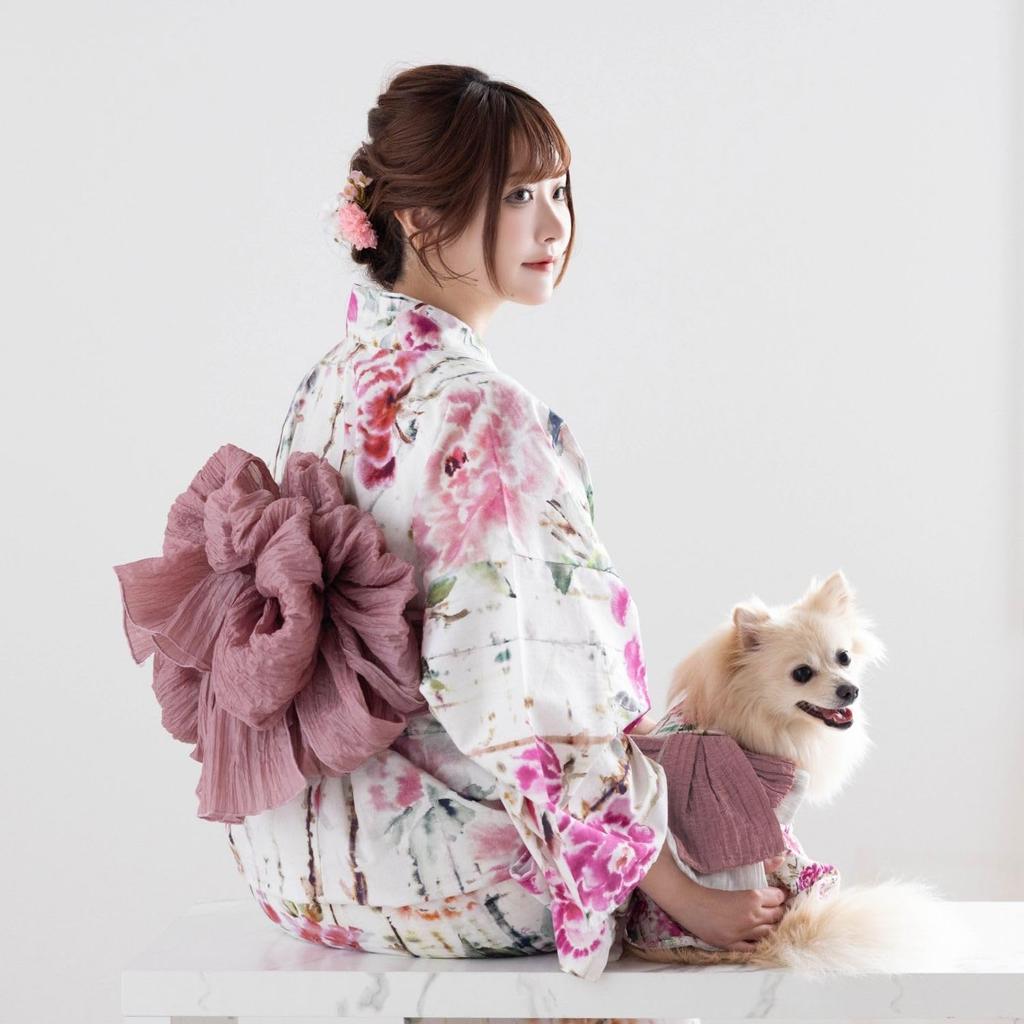 SweetMommy Yukata 6 Piece Waist Heiko Dressing Protective Yukata EMU [Sweet Mommy] Women's Set, Obi, Geta, Strap, Obi, Book, Bag, [Coral]
