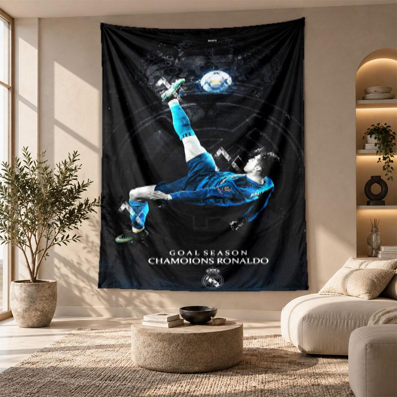 Decorative Tapestry,Cristiano Ronaldo Printed Wall Art, Lightweight Wall Hanging For Bedroom Background