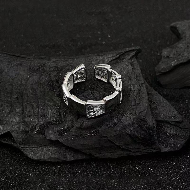 

Стильное медное ретро кольцо с чешуей дракона, регулируемое, для женщин, с уникальным геометрическим дизайном