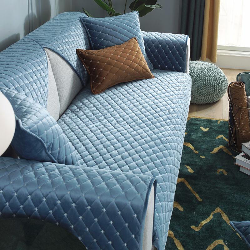 Tlustý prošívaný plyšový potah na pohovku Jednobarevný Elegantní luxusní sametová pohovka Ručník Vyšívací Potah na pohovku do obývacího pokoje