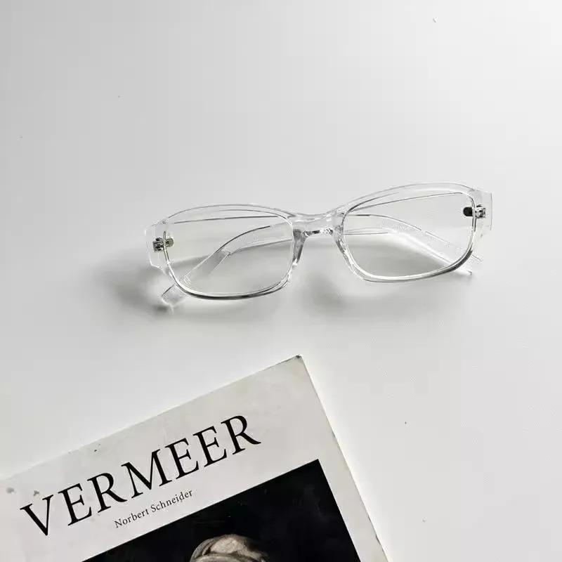 Women Retro Red Square Glasses Frame Glasses Optical Eyewear Decorative Computer Anti-Blue Eyeglasses With Seaside Driving