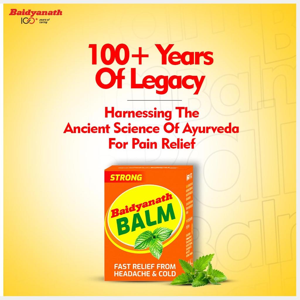 Baidyanath Balm 8ml Pack of 5 | Fast Absorbing Pain Relief for Headache, Bodyache, Cold, Muscle and Joint Care