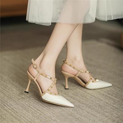 Nieten spitze High Heels Stiletto Sommer 2025 neu Nische Französisch sexy Wort Riemchensandalen Damen