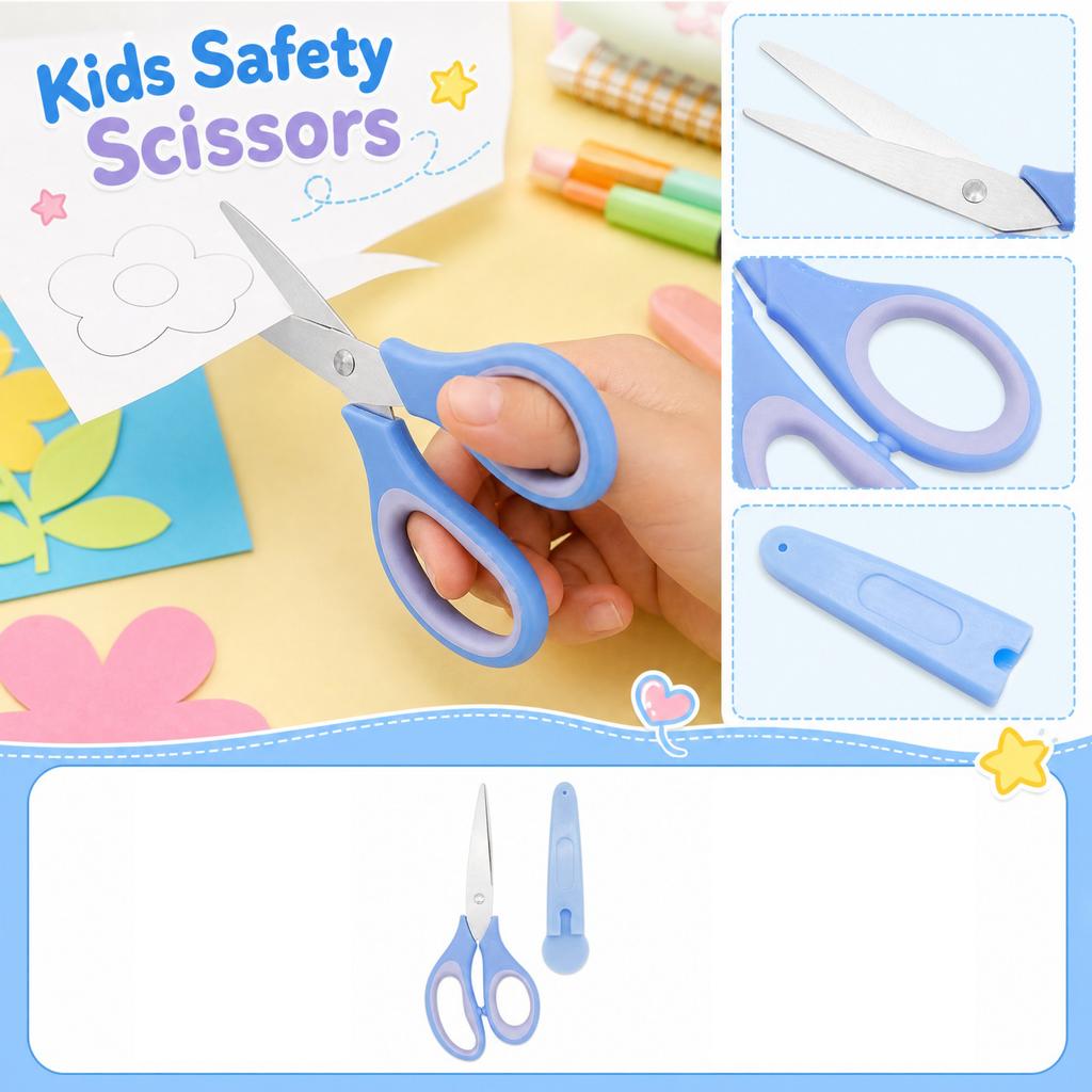 6 Inch Rubber Scissors for Kids, Scissors for Cutting, Toddler Scissors for School and Home
