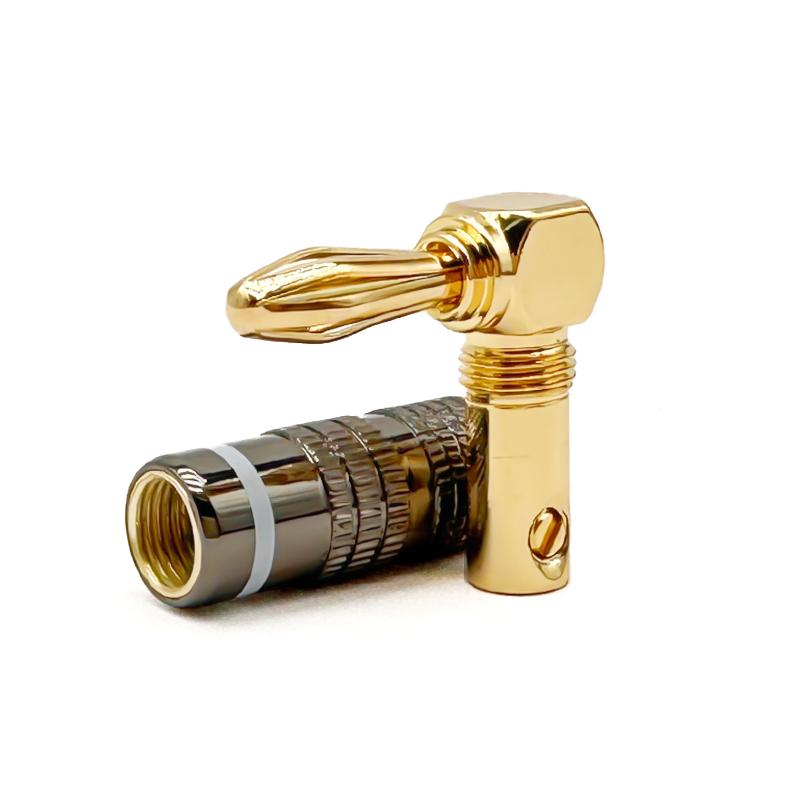 12Pcs 90Degree Banana Plugs 24K Gold Plated Right Angle 4mm Jack Plug Video Audio Adapter Speaker Amplifier Wire Cable Connector