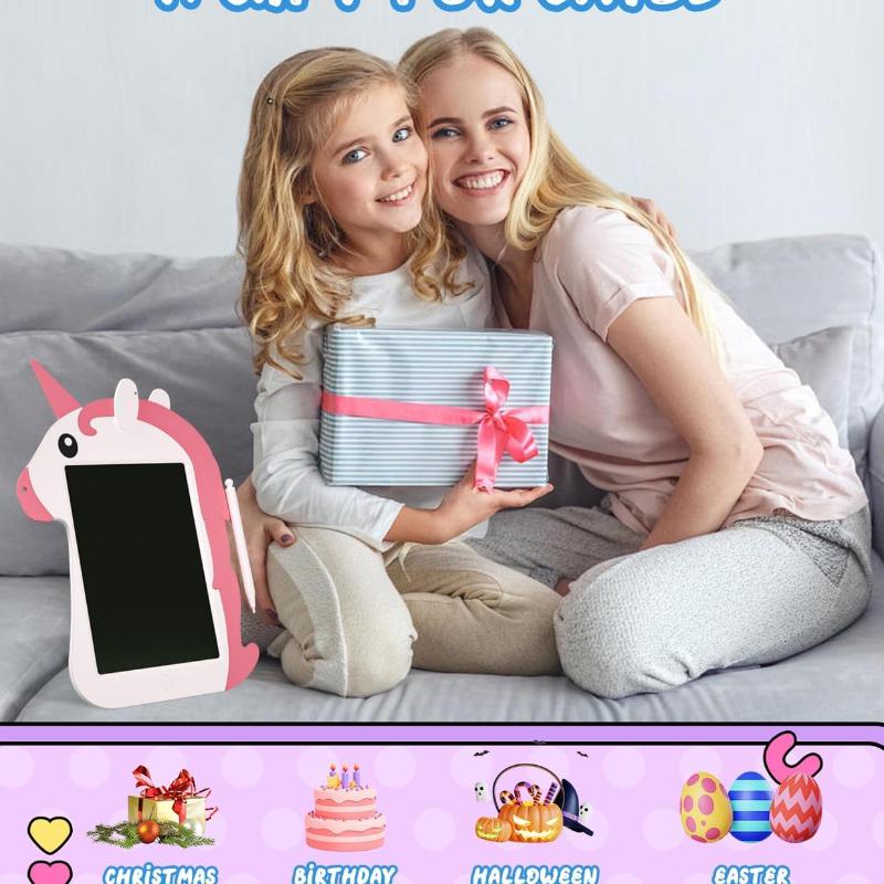 PS·baby 8.5-inch Kids LCD Drawing Board, Unicorn Doodle Drawing Board, Educational Learning Toy, Suitable for 3-7 Years Old, Easter Birthday Gift