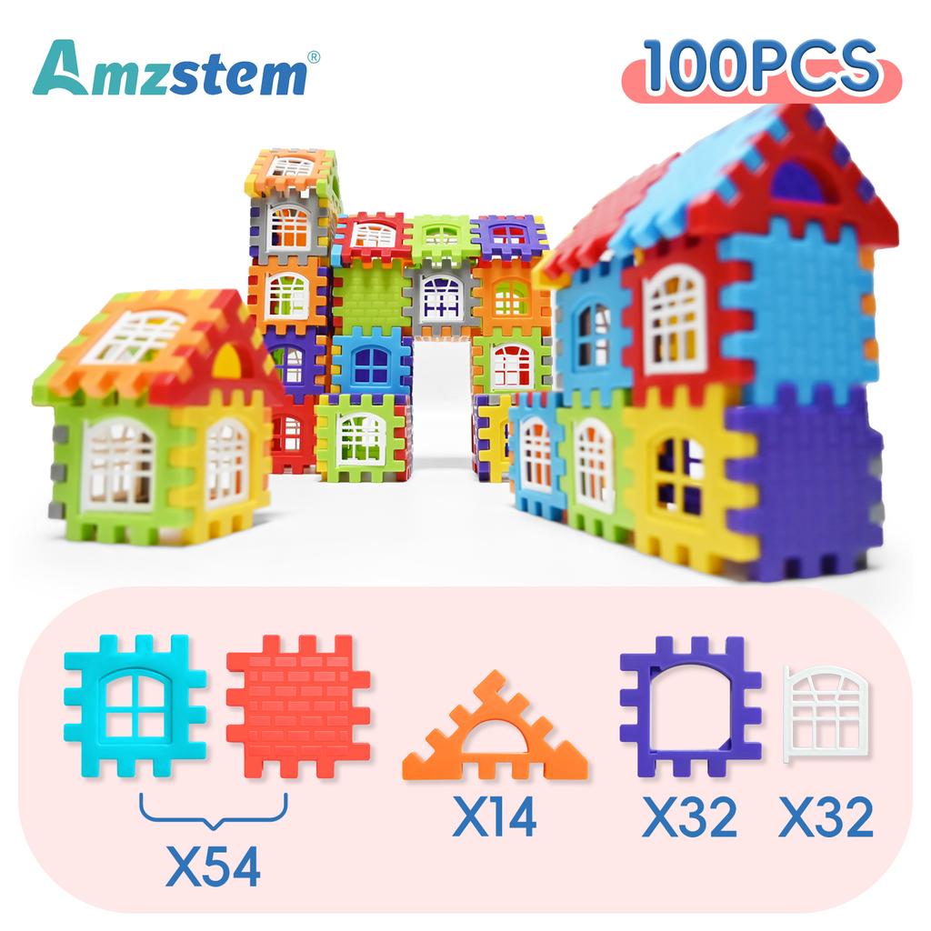 140-25PCS Large Scale House Building Blocks Simulation Window Design Construction Set Kindergarten Toys For Boys And Girls Gift