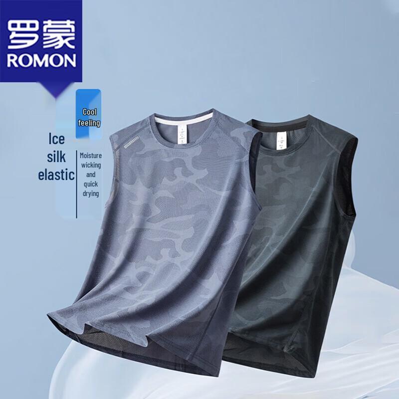 Romon Men s Ice Silk Sleeveless T-Shirt L