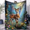 Cozy Forest Animal Herd & Lighted Red-Nose Reindeer Fleece Blanket - Whimsical Winter & Nature Themed Soft Throw for Living Room