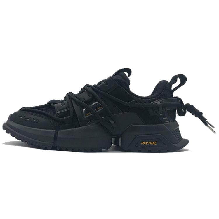 New LiNing Pan Gu Trek Slip Resistant Lightweight Wear Resistant Low Top Chunky Sneakers Men's Black AGLP075-7
