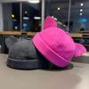 New Cute Cat Ears Melon Skin Cap Women Adjustable Fashion Versatile Brimless Dome Landlord Hat Men Denim Hip Hop Beanie Caps