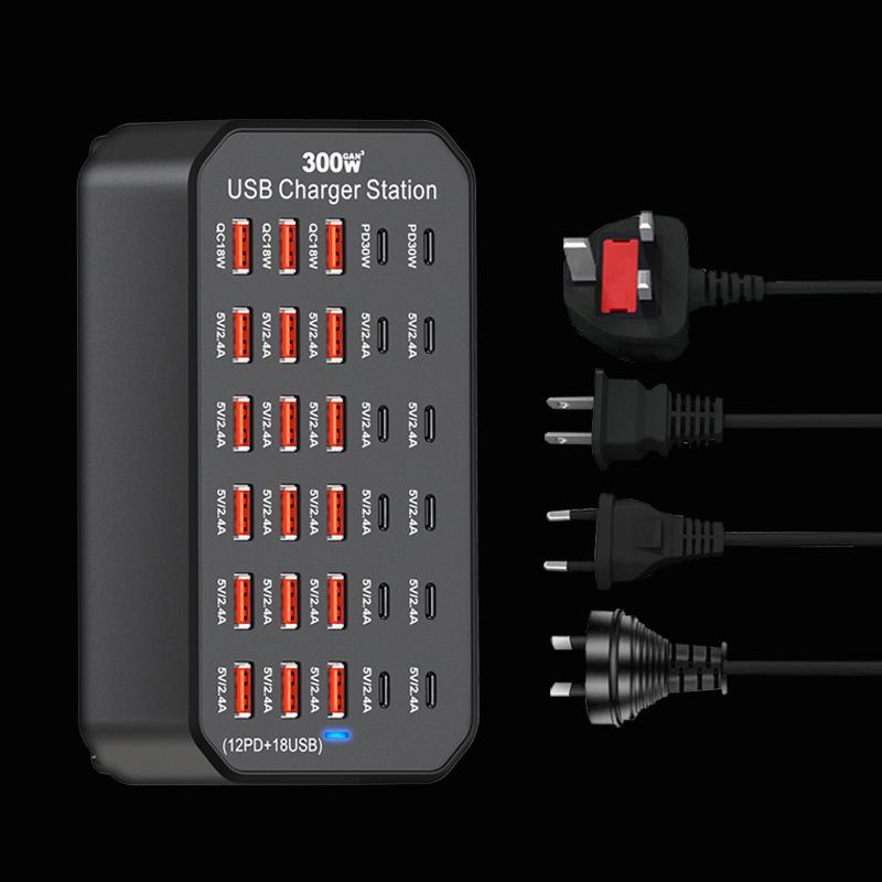 30-Port USB Fast Charging Smart Desktop Station with PD Support