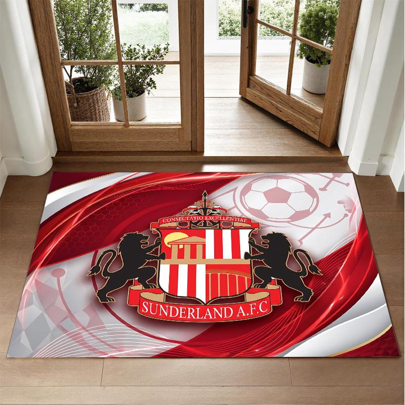 Sunderland Football Design Crystal Velvet Rug Soft Decorative Mat for Bedroom Entrance