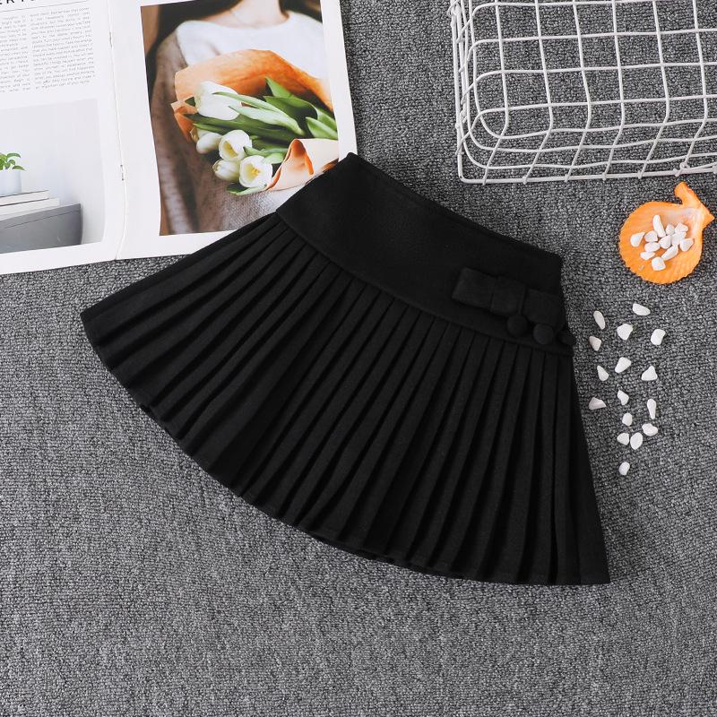 High-Waisted Woolen Skirt-Pants for Girls - Black/Gray A-Line Pleated, Autumn/Winter Thickened Collection